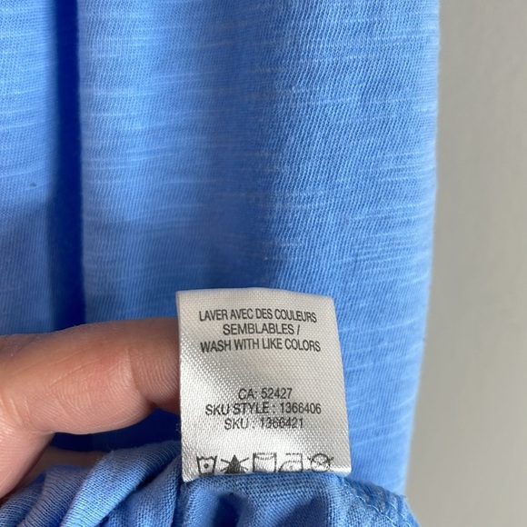 My Style Flutter Short Sleeve Crochet Neck Top Blue Ladder Lace 1X - Picture 7 of 10